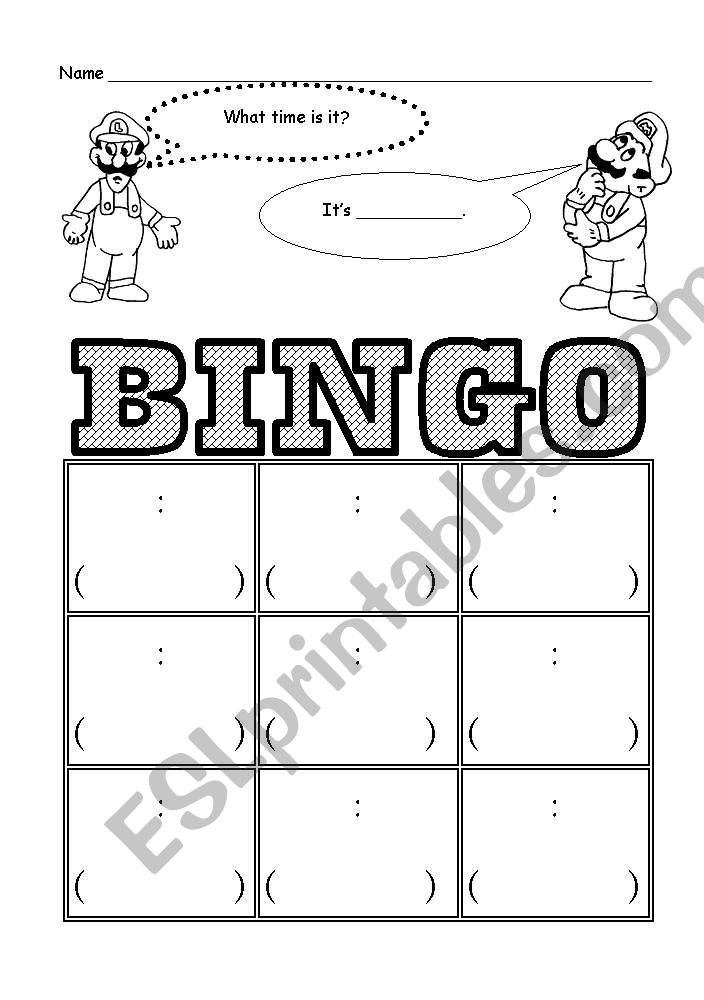 Time BINGO worksheet