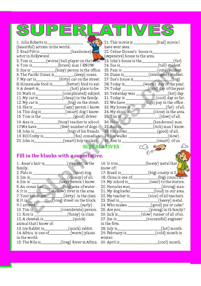 SUPERLATIVES worksheet