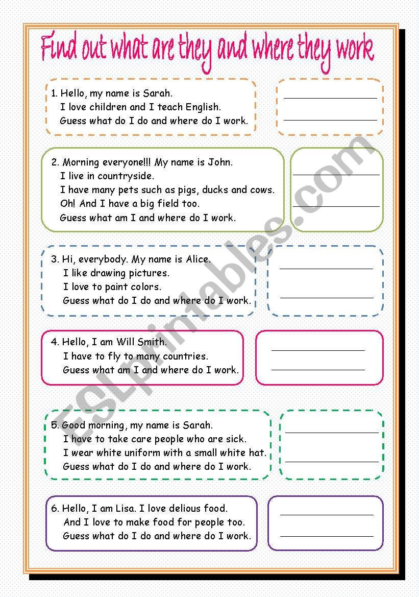 Occupation worksheet