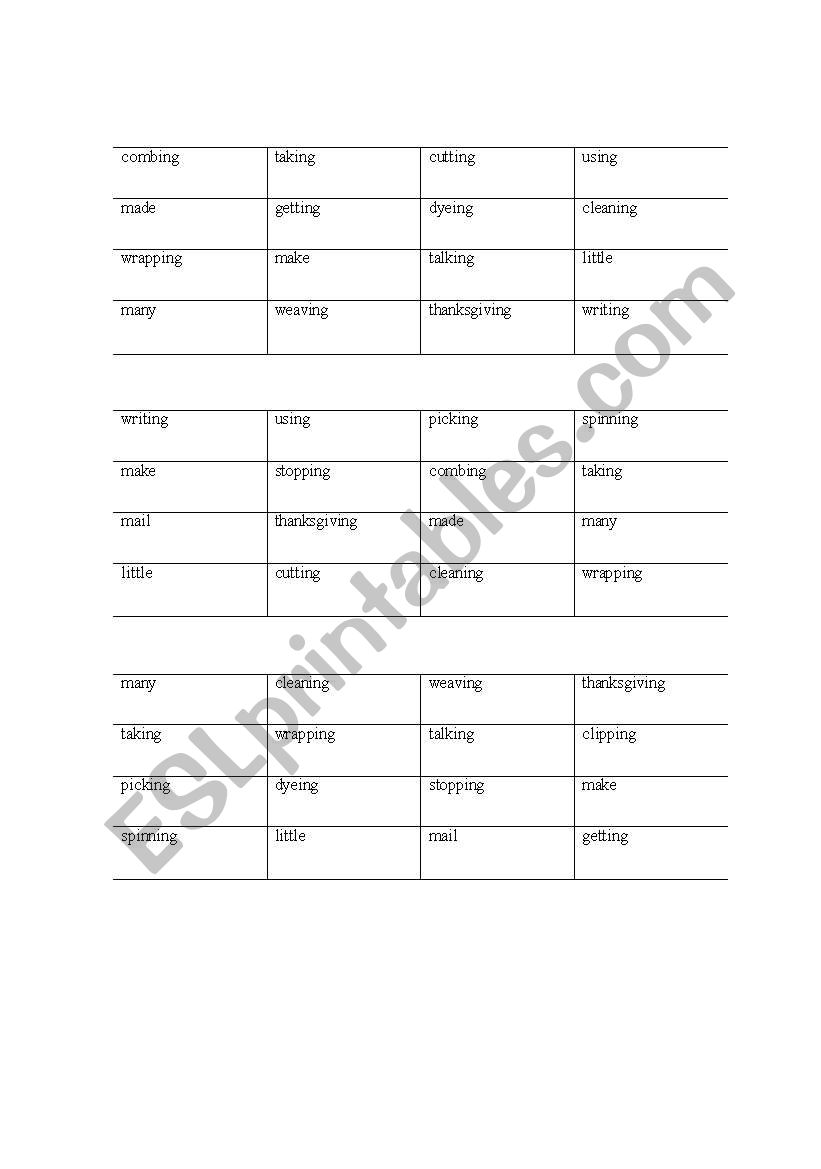 words ending in ing worksheet