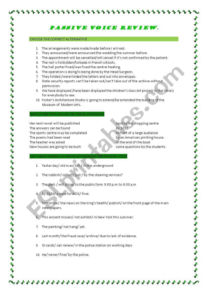 passive voice worksheet