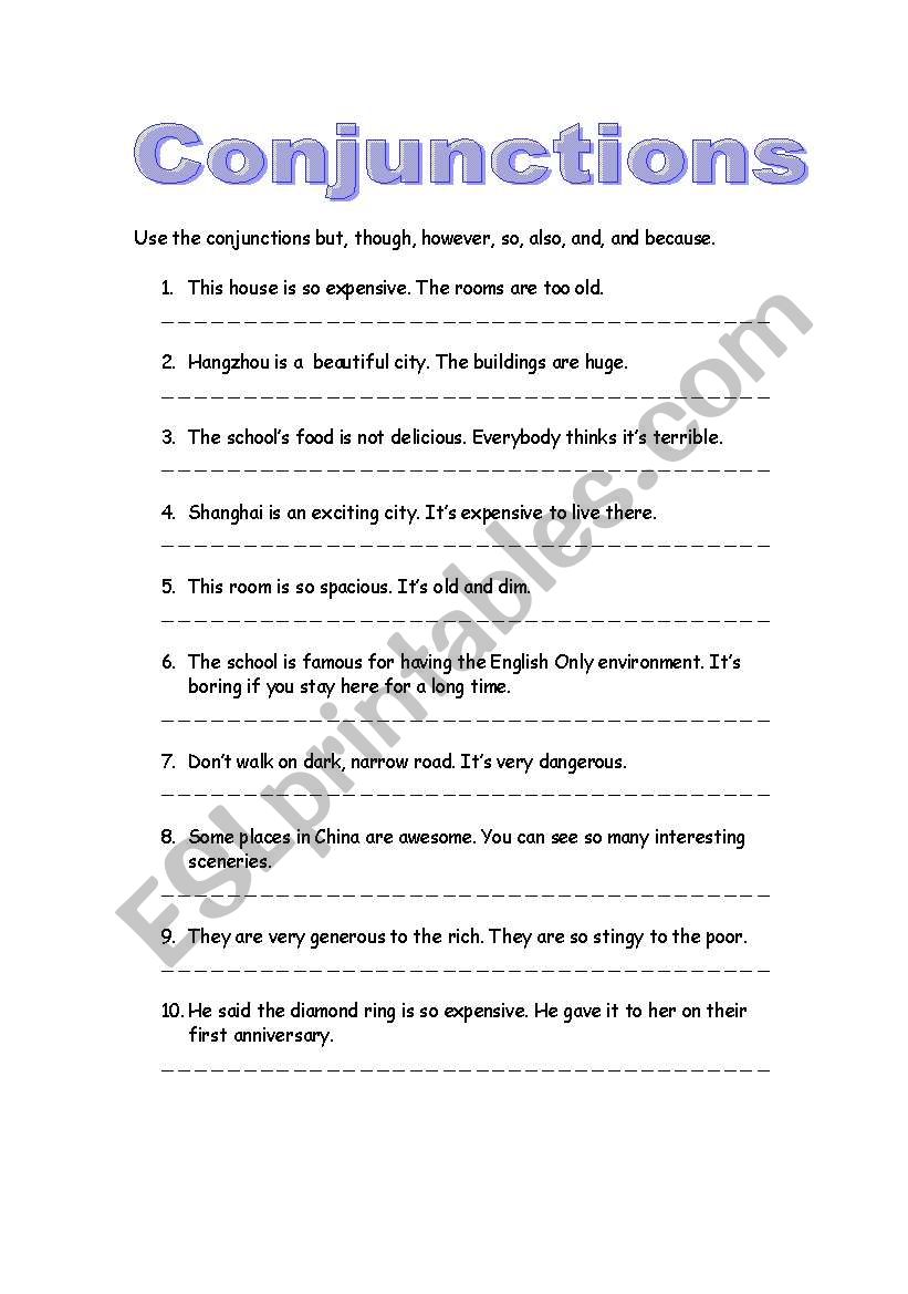 Conjunctions worksheet