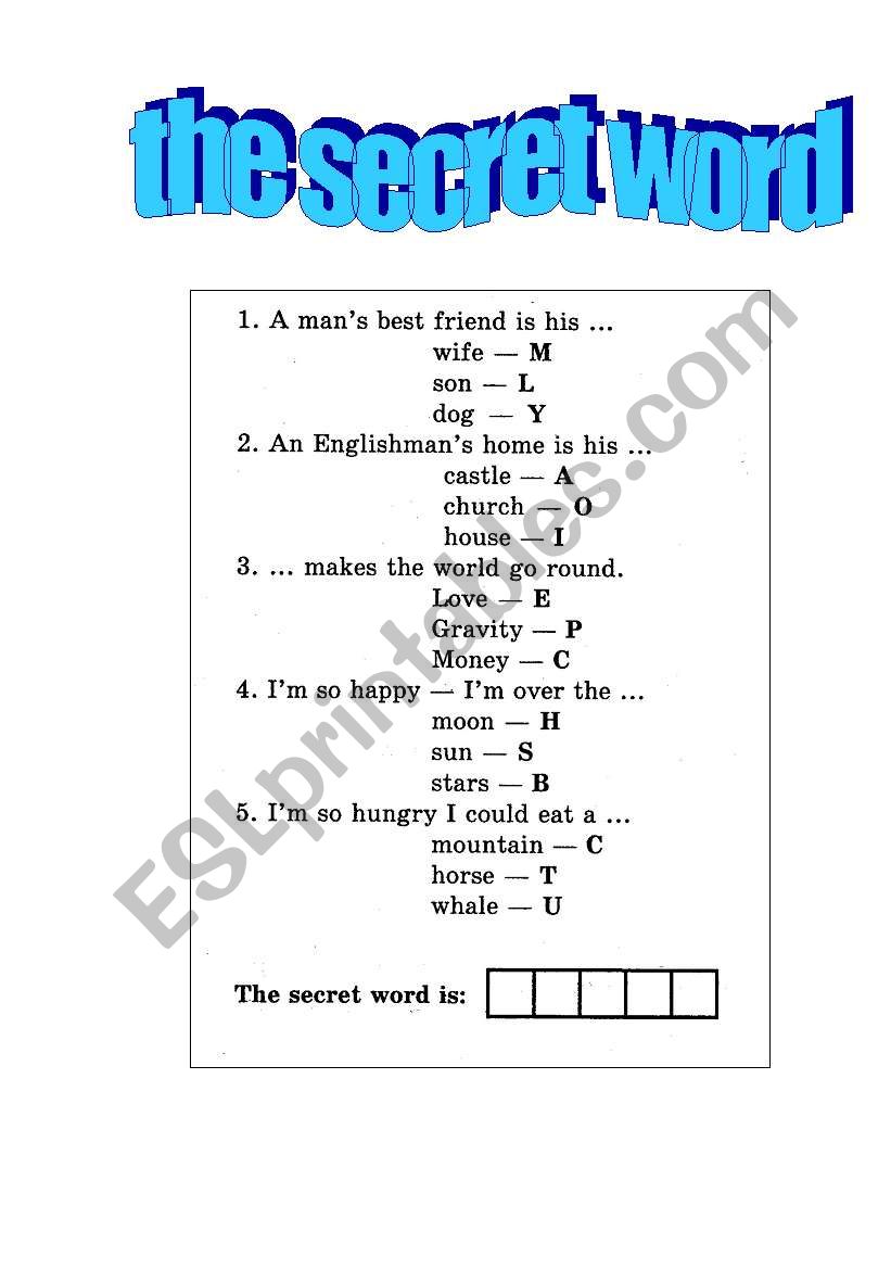 find the secret word worksheet