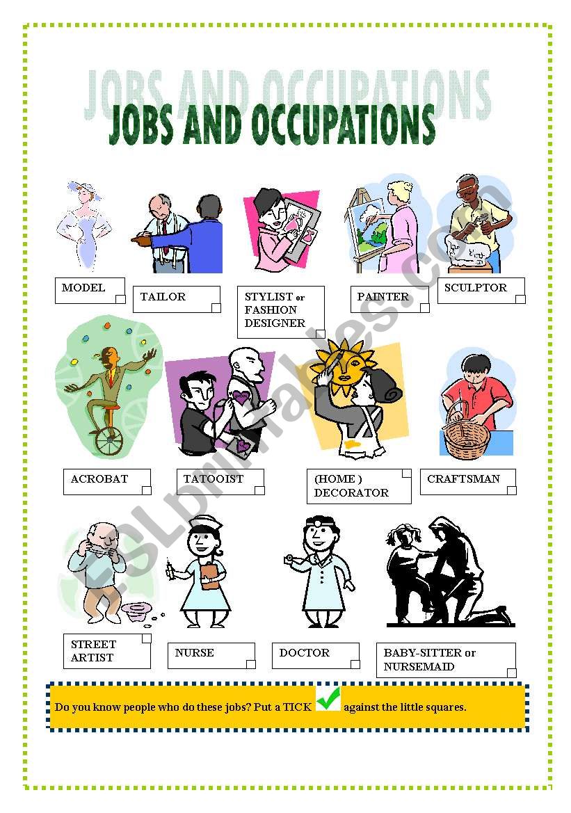 Jobs and Occupations (part 2) worksheet