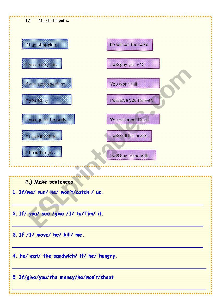 conditional first worksheet