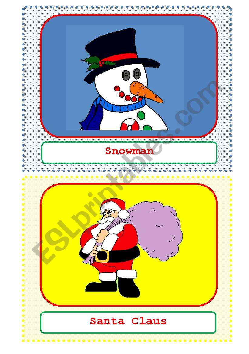 Christmas flascards 1/3 worksheet