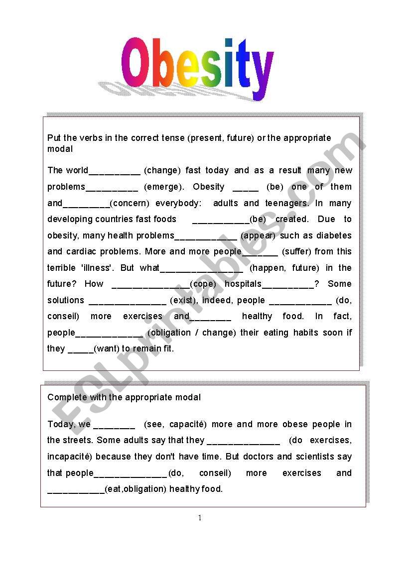 Obesity  worksheet