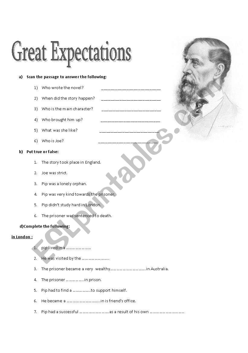 great expectations worksheet