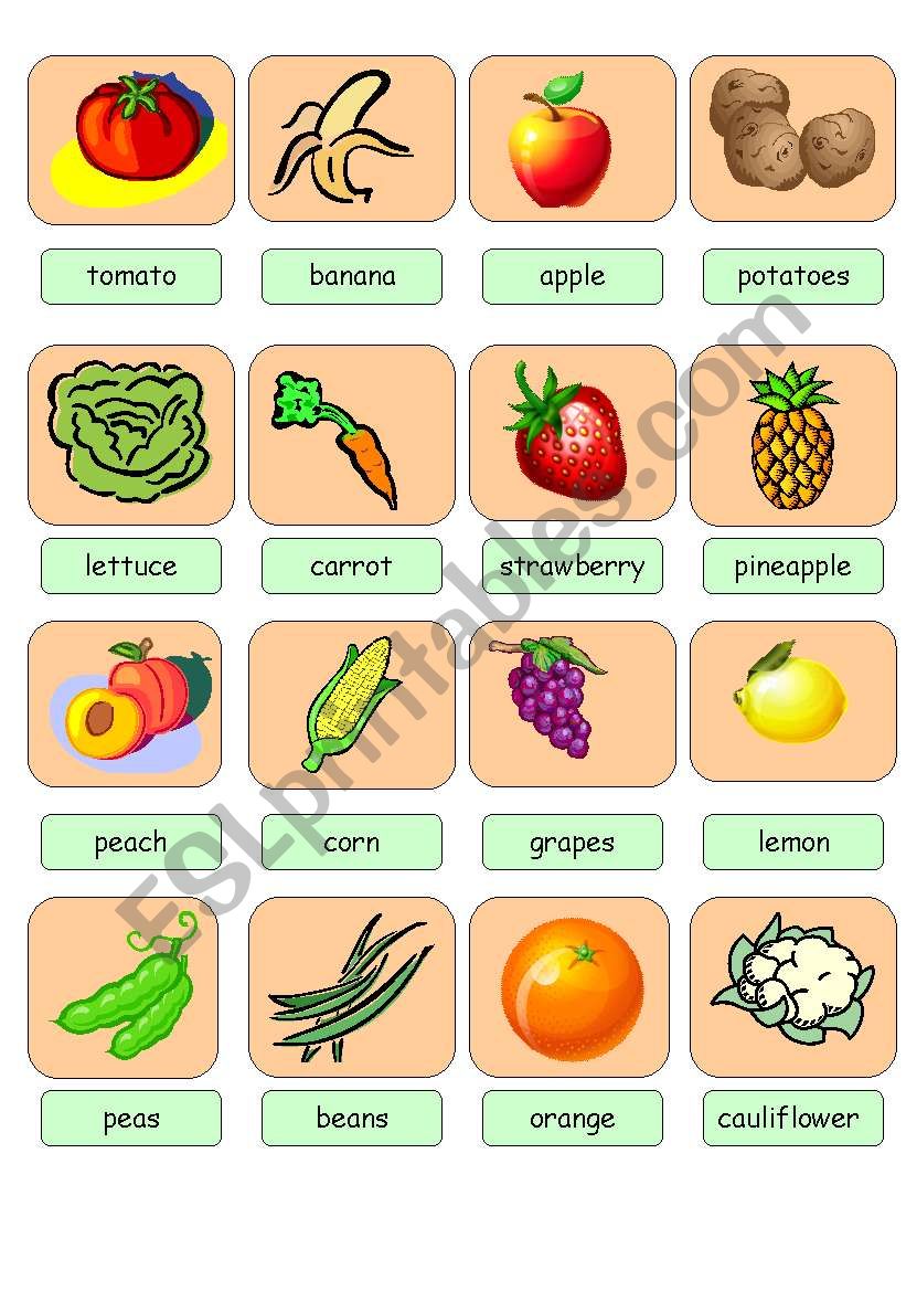 Fruit and Vegetables Pictionary