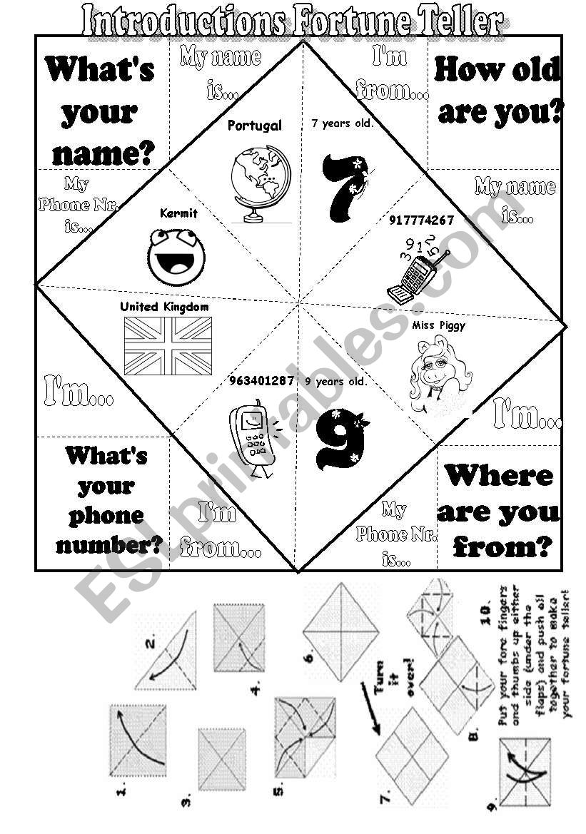 Introductions Fortune Teller- Fully Editable