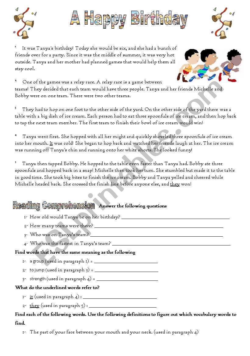 Reading Comprehension worksheet