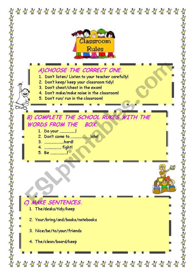 classroom rules worksheet