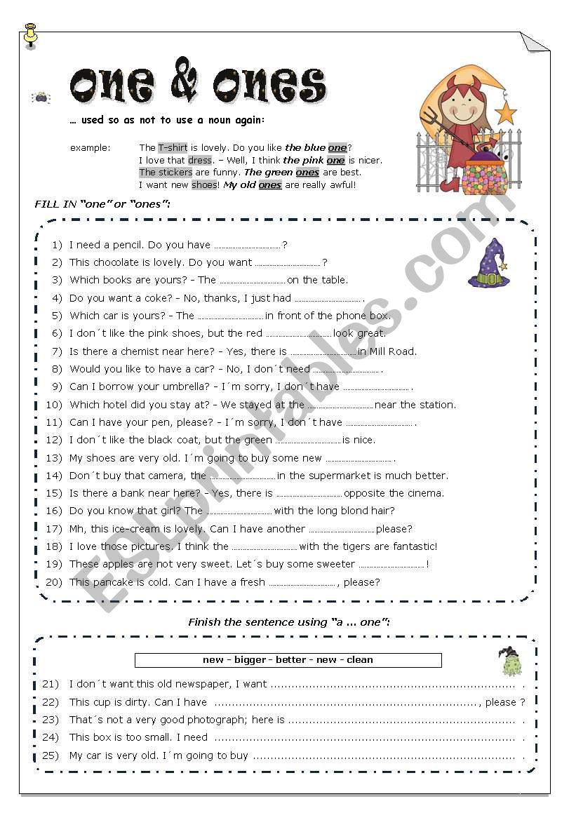 ONE or ONES worksheet