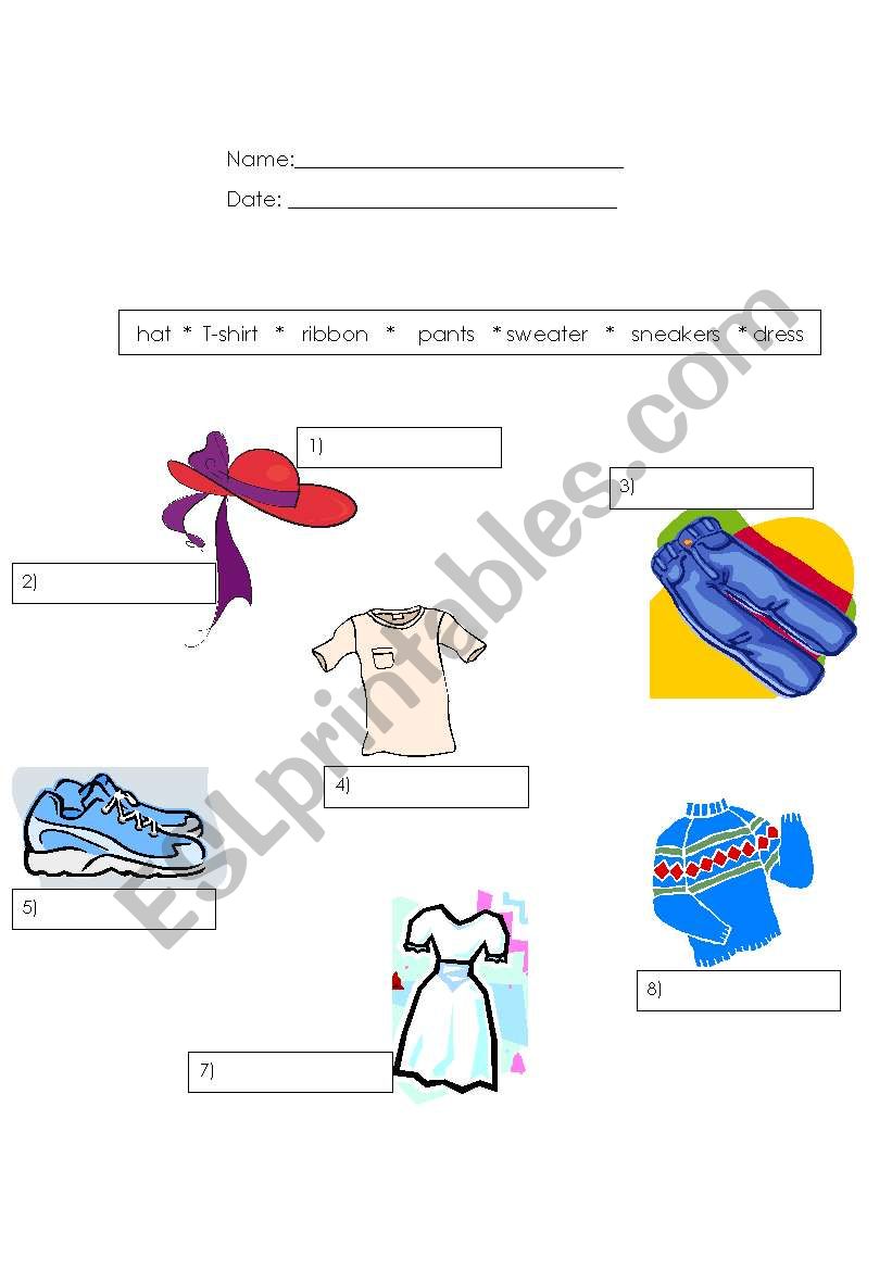 Clothes worksheet