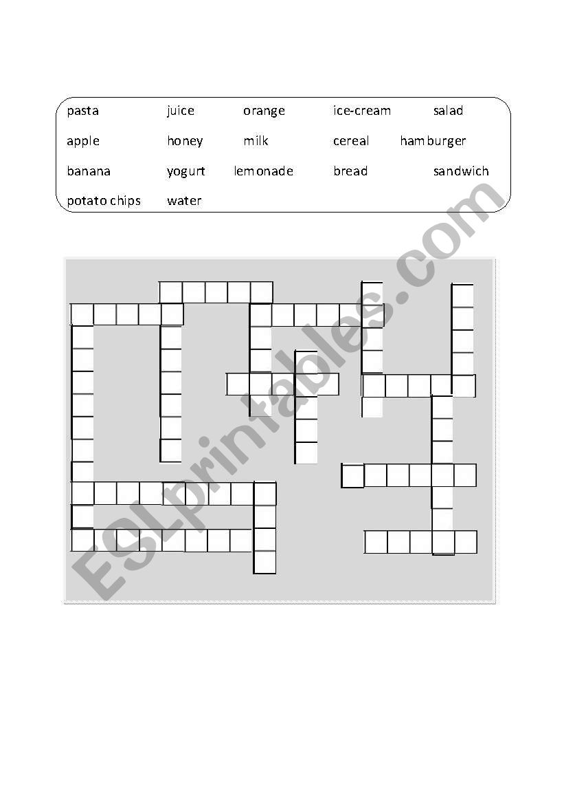 food worksheet