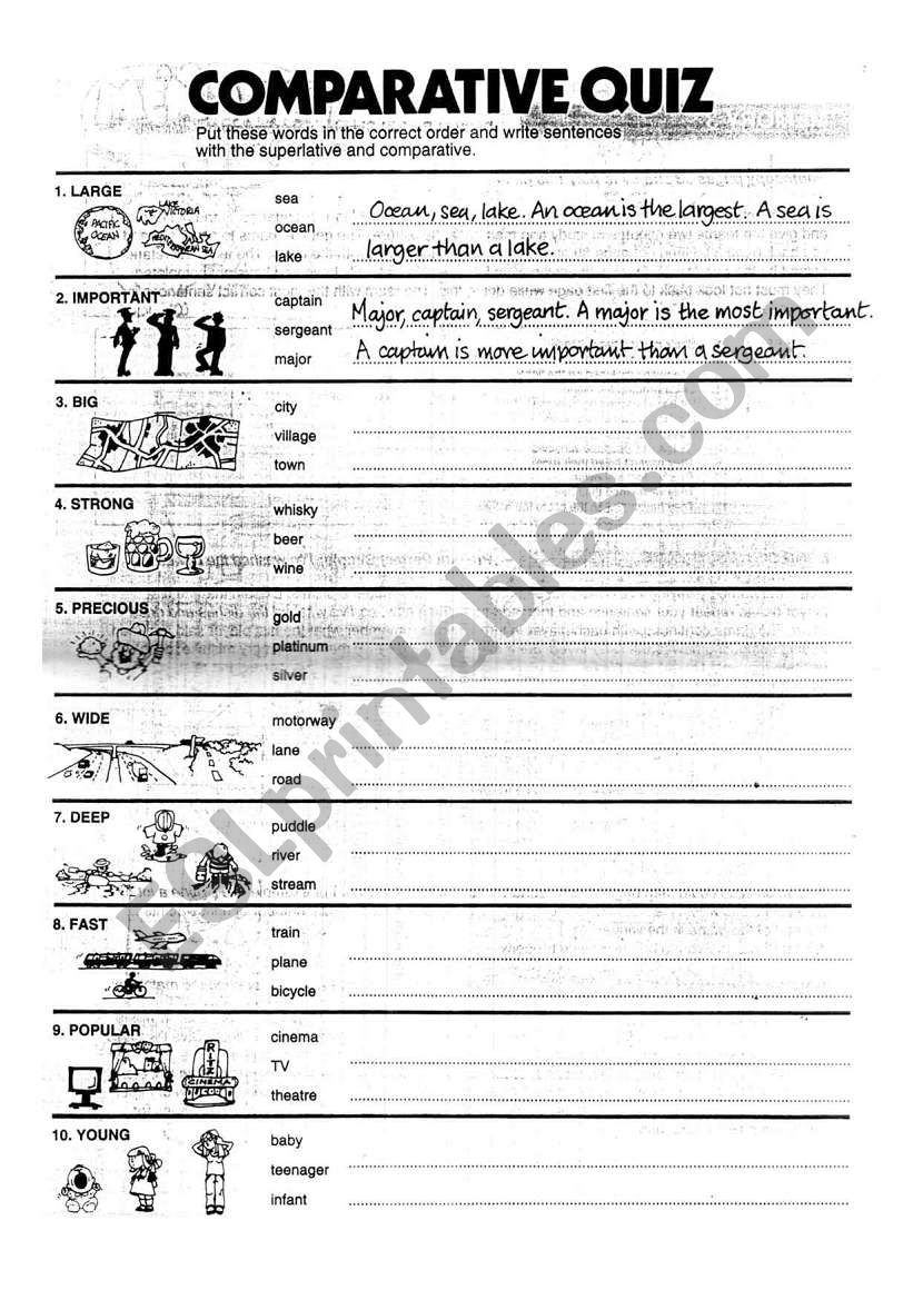 Comparative Quiz worksheet
