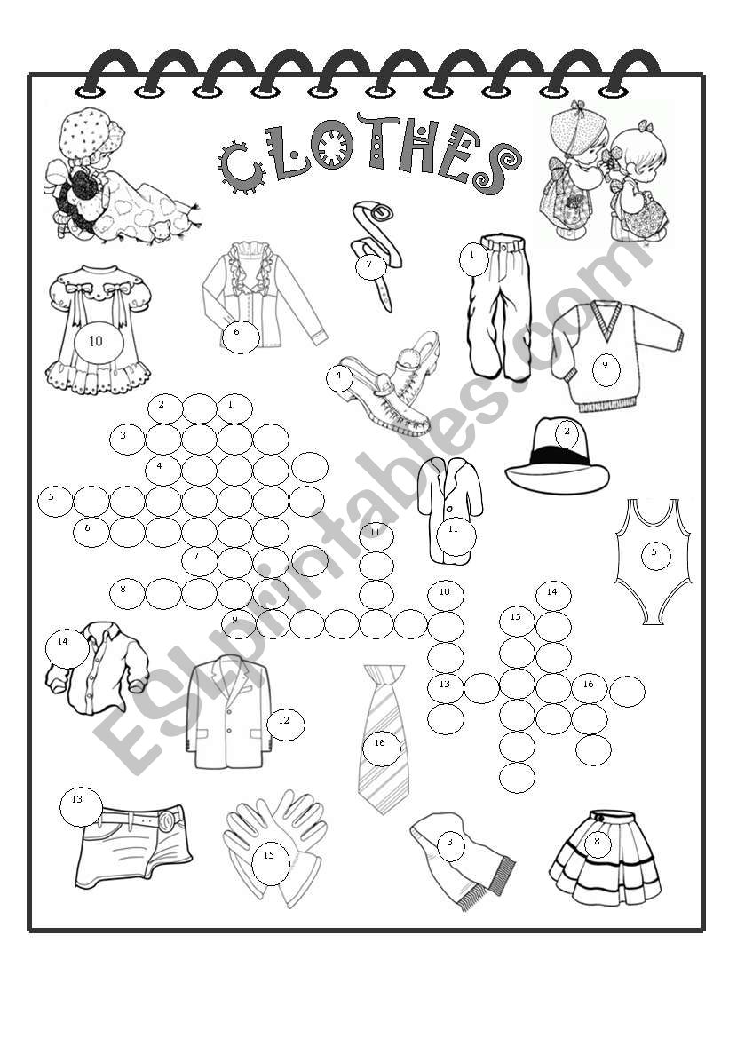 Clothes Crossword worksheet