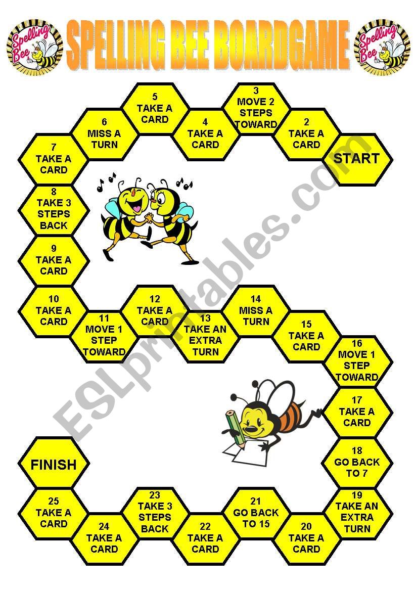 Spelling Bee Boardgame worksheet