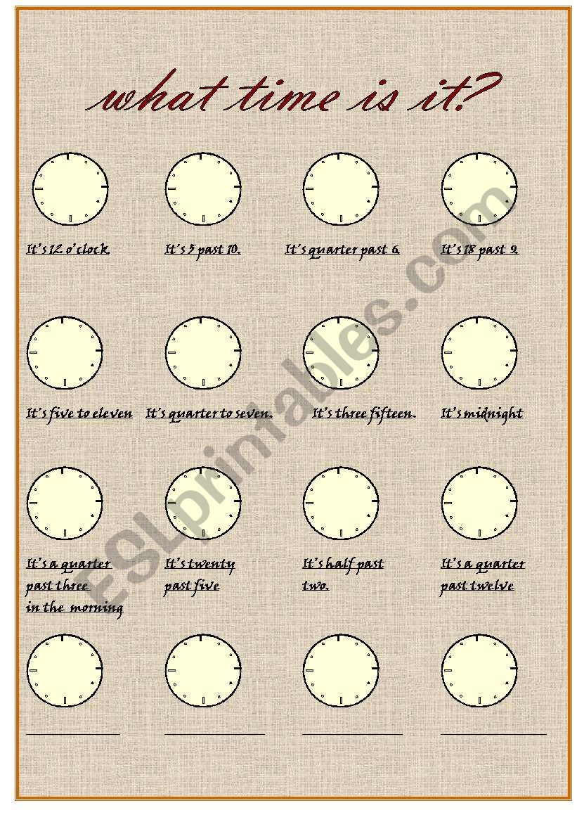 What time is it? worksheet