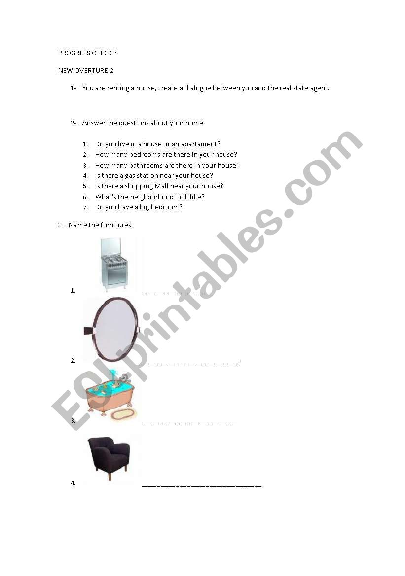 Furnitures / Real State Agent worksheet