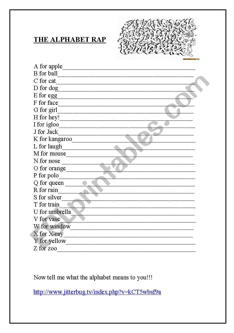 ALPHABET RAP worksheet