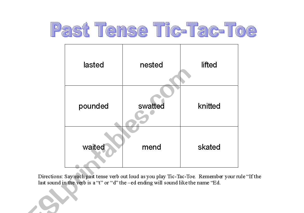 Regular Past Tense Tic-Tac-Toe