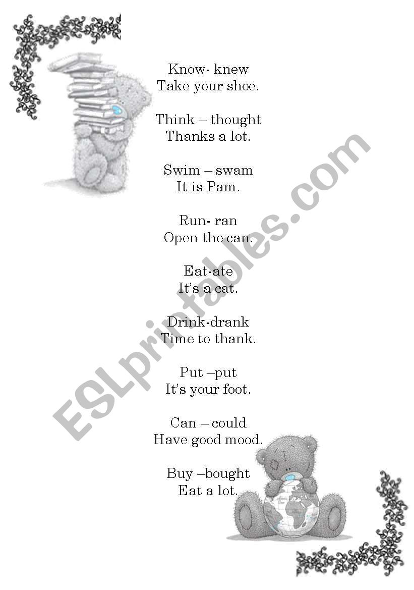 Irregular verbs.  worksheet