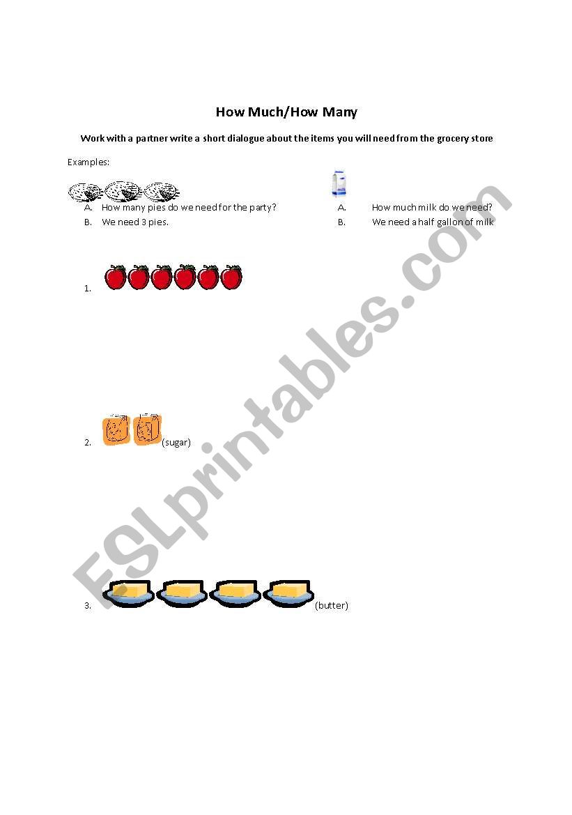 How Much or How Many? worksheet