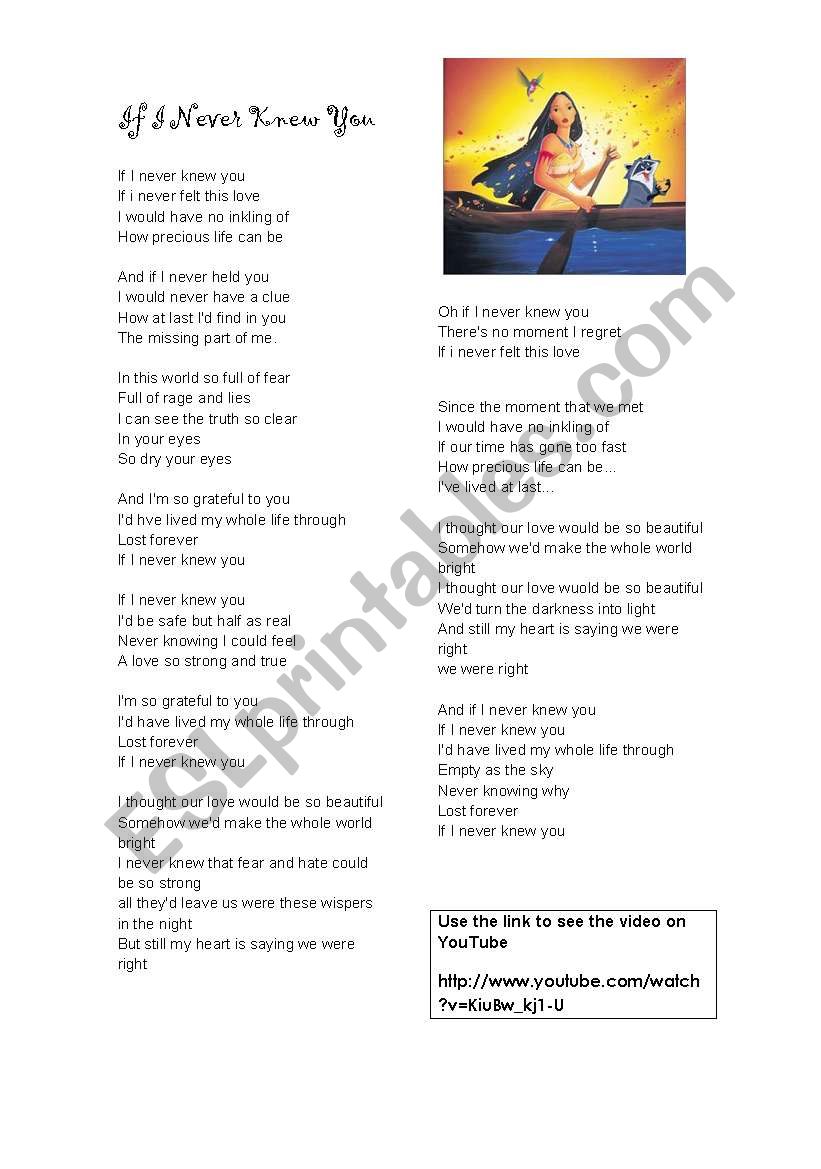 Disney Song worksheet