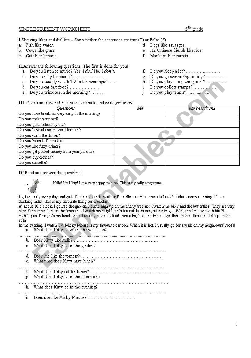 Present Simple worksheet