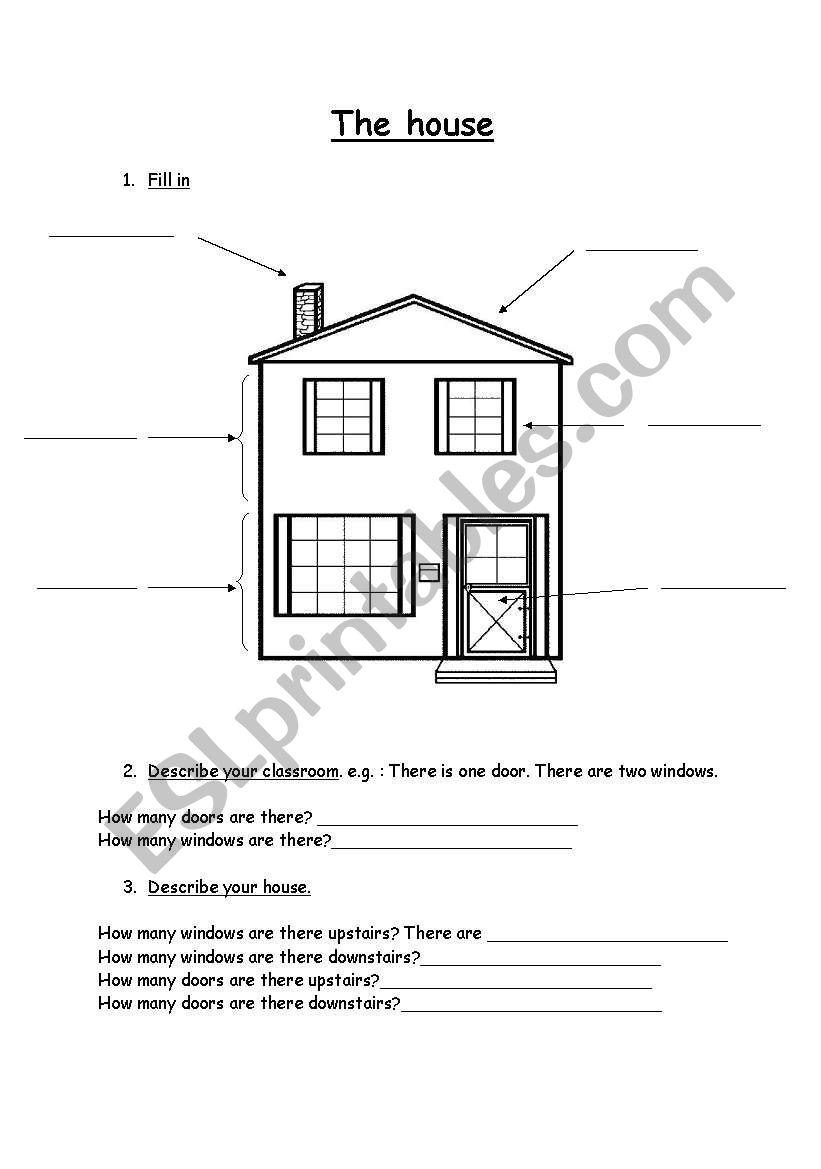 the house (vocabulary) worksheet