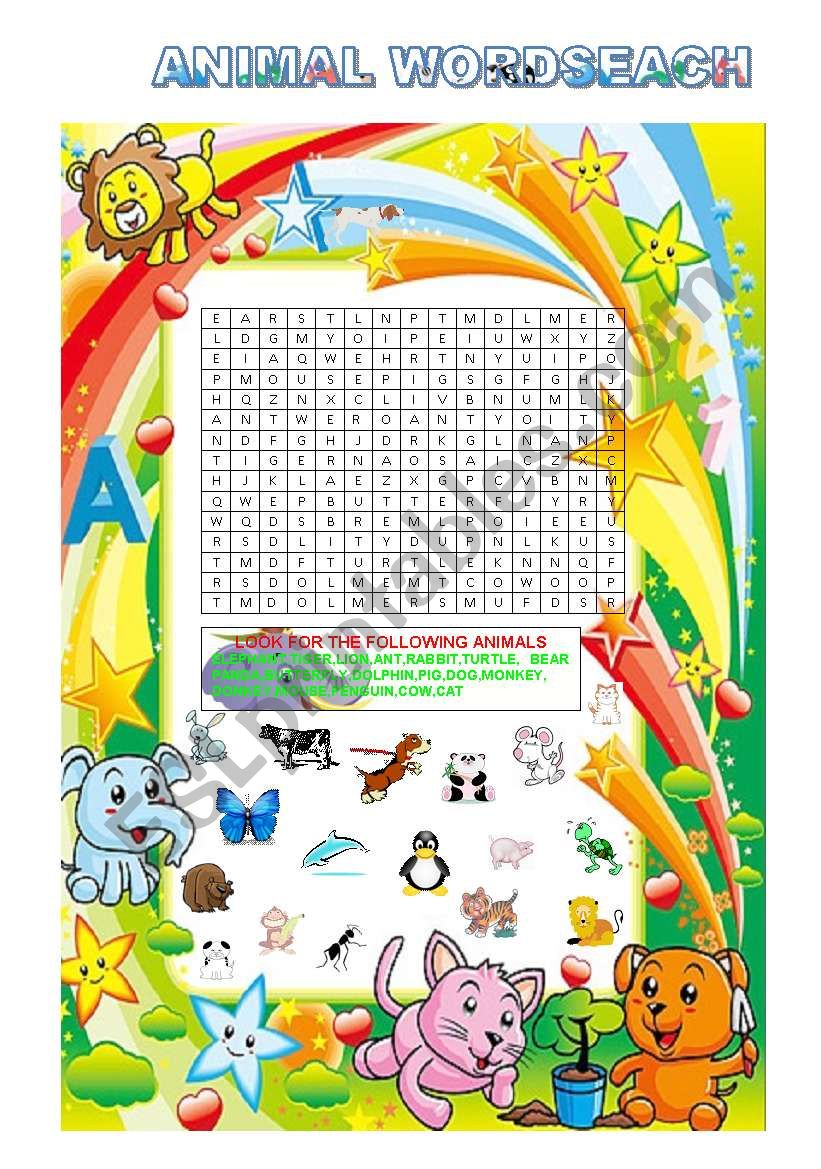 ANIMAL WORDSEARCH worksheet