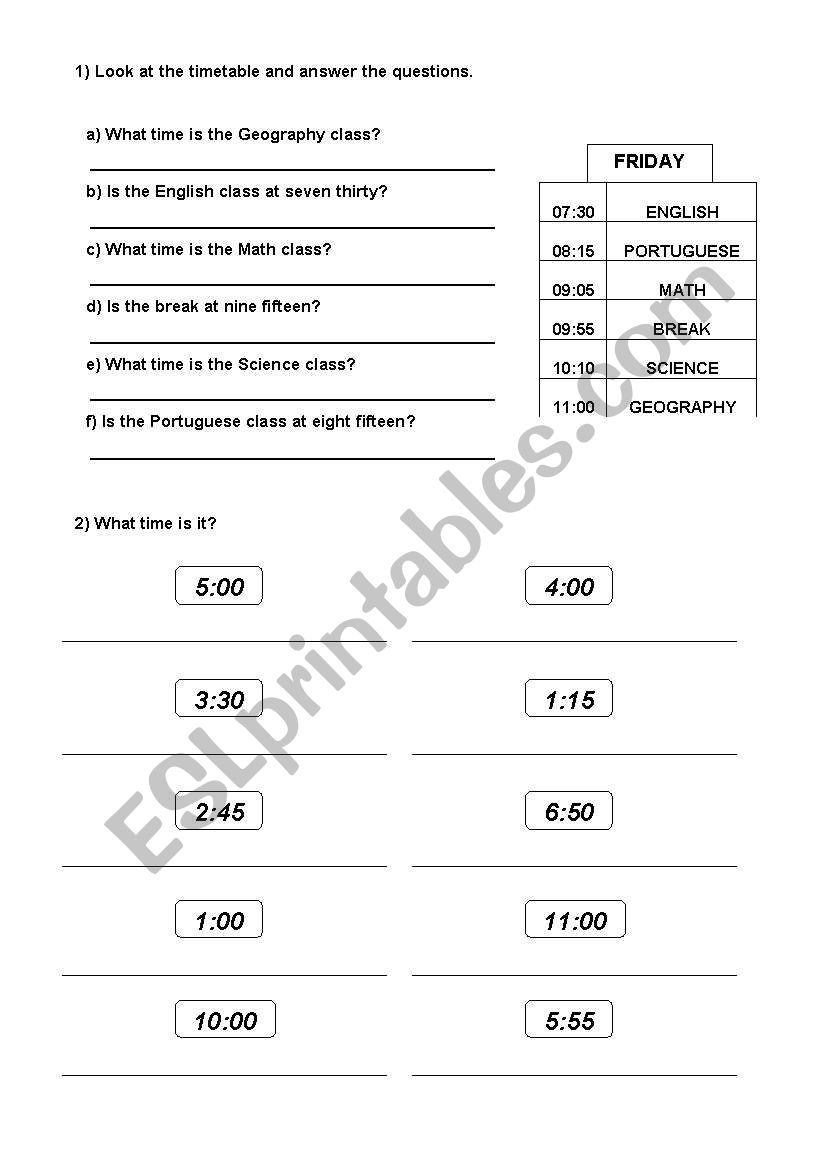 Time worksheet