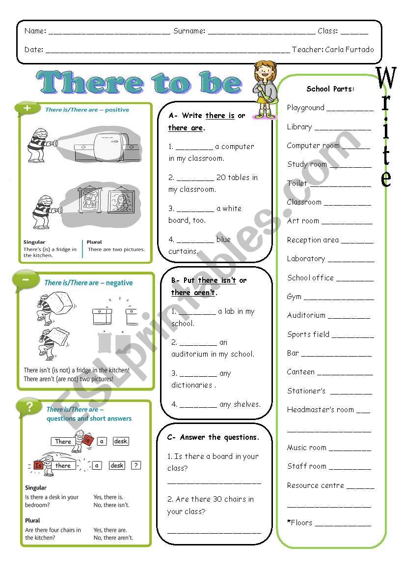 Verb there to be and school parts
