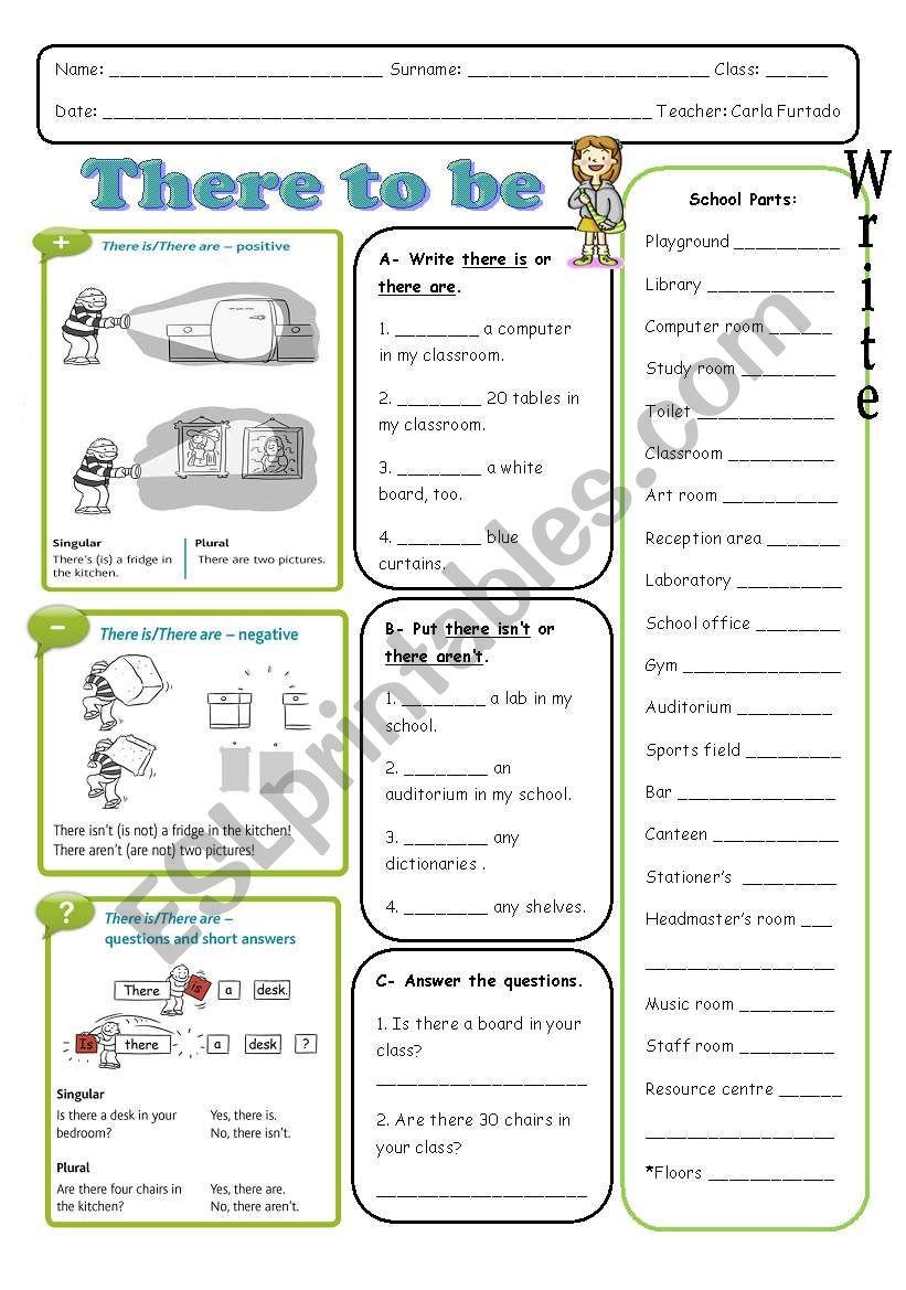 Verb there to be and school parts