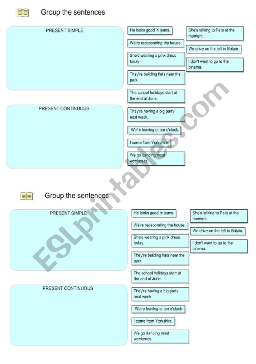 Present Simple or Continuous worksheet