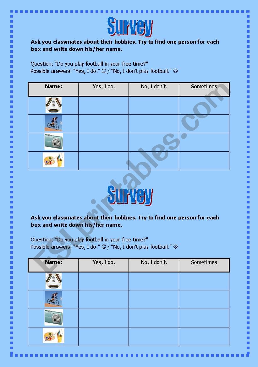 My hobbies - your hobbies? (walk-around-activity)