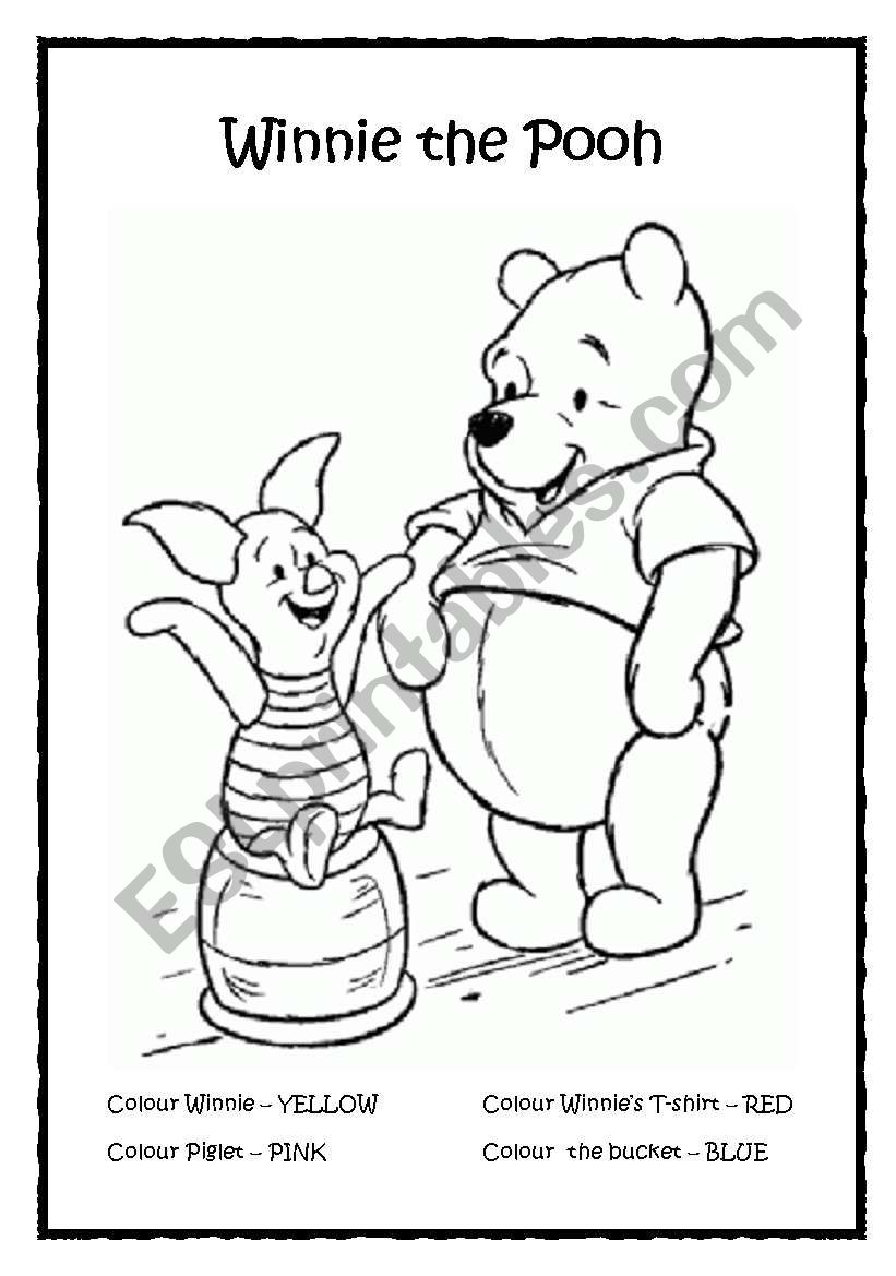 Colour Winnie the Pooh worksheet