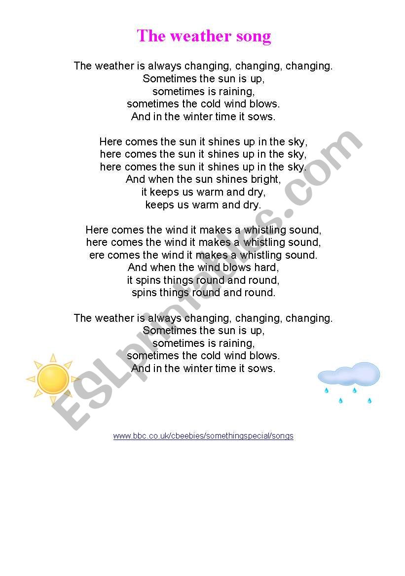The weather song worksheet