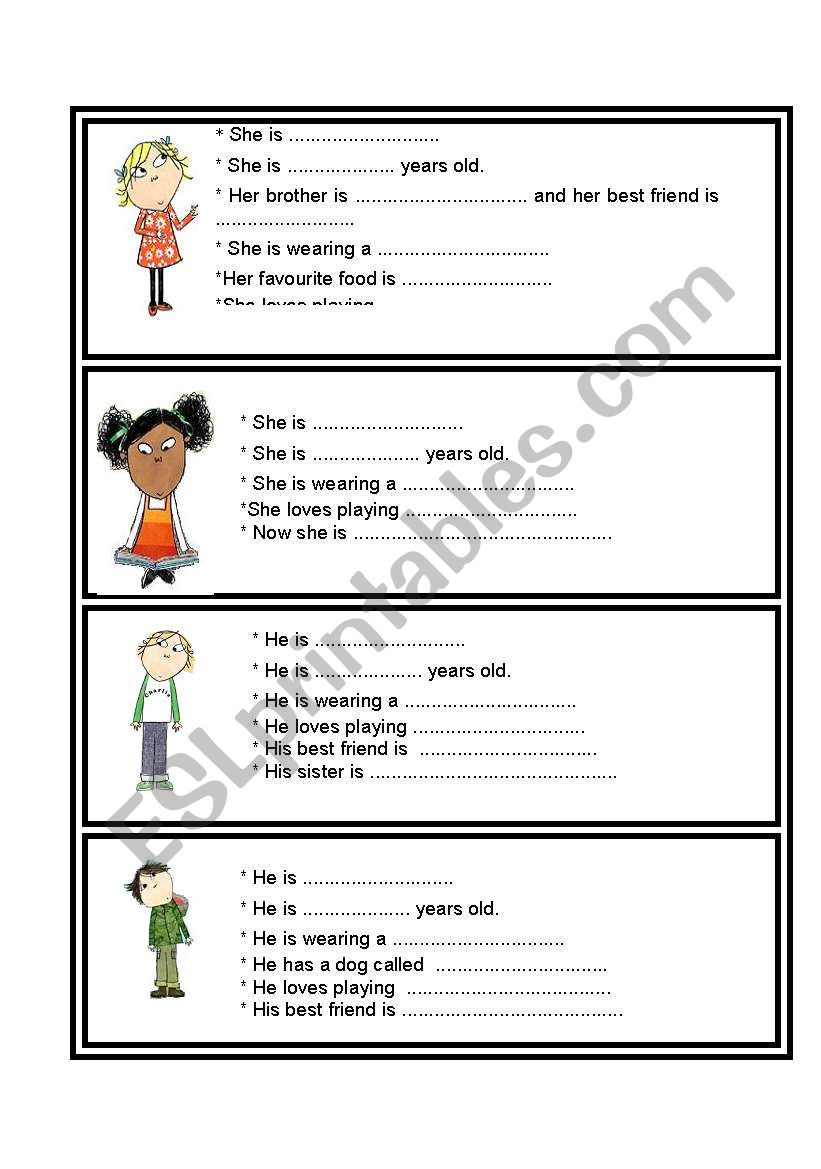 Descriptions worksheet