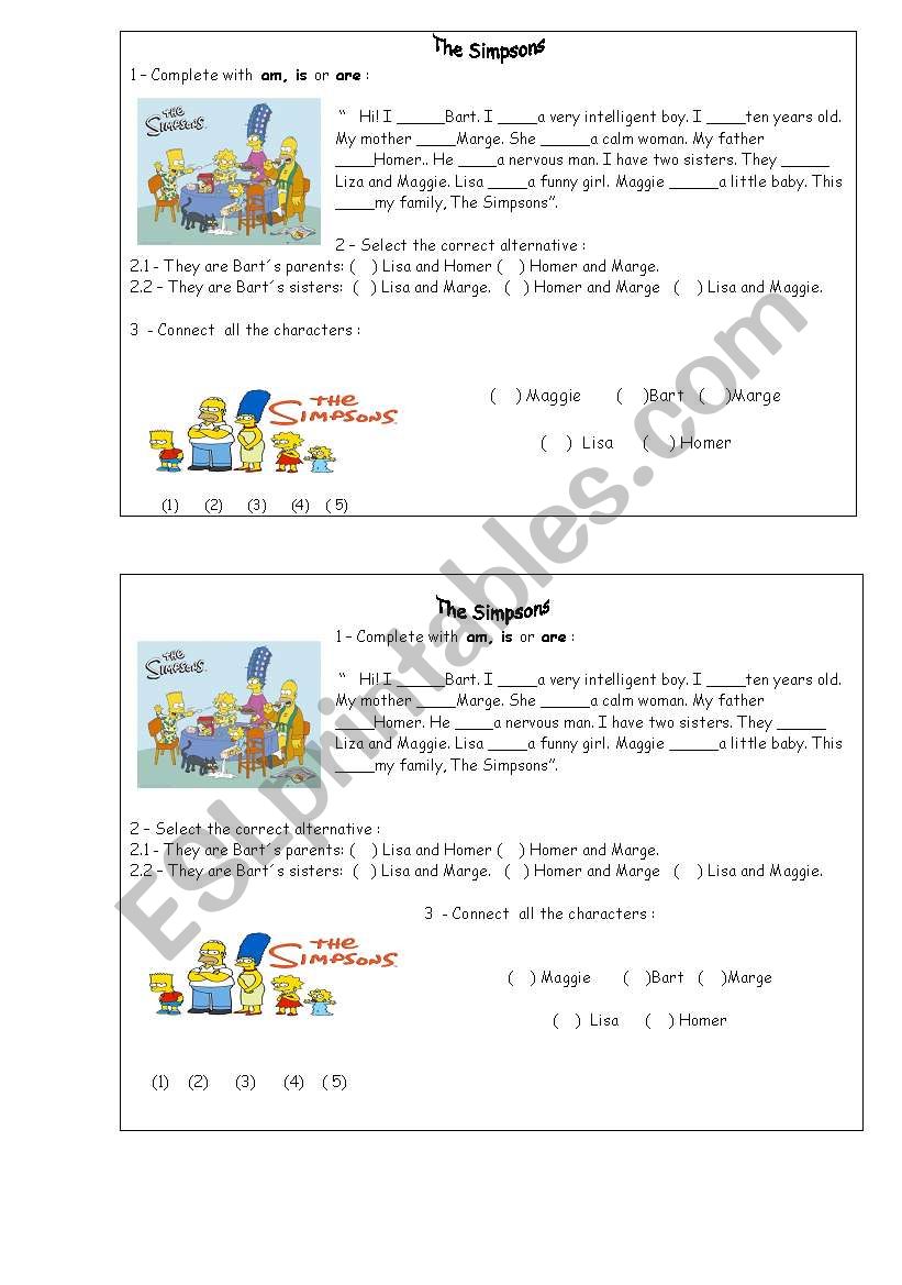 The Simpsons  worksheet