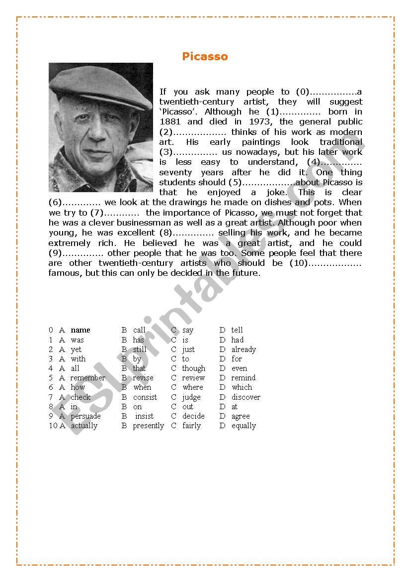 Picasso worksheet