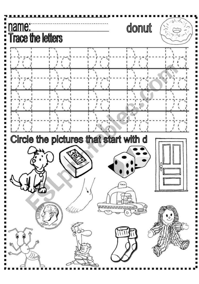 3 pages ws  letter d worksheet