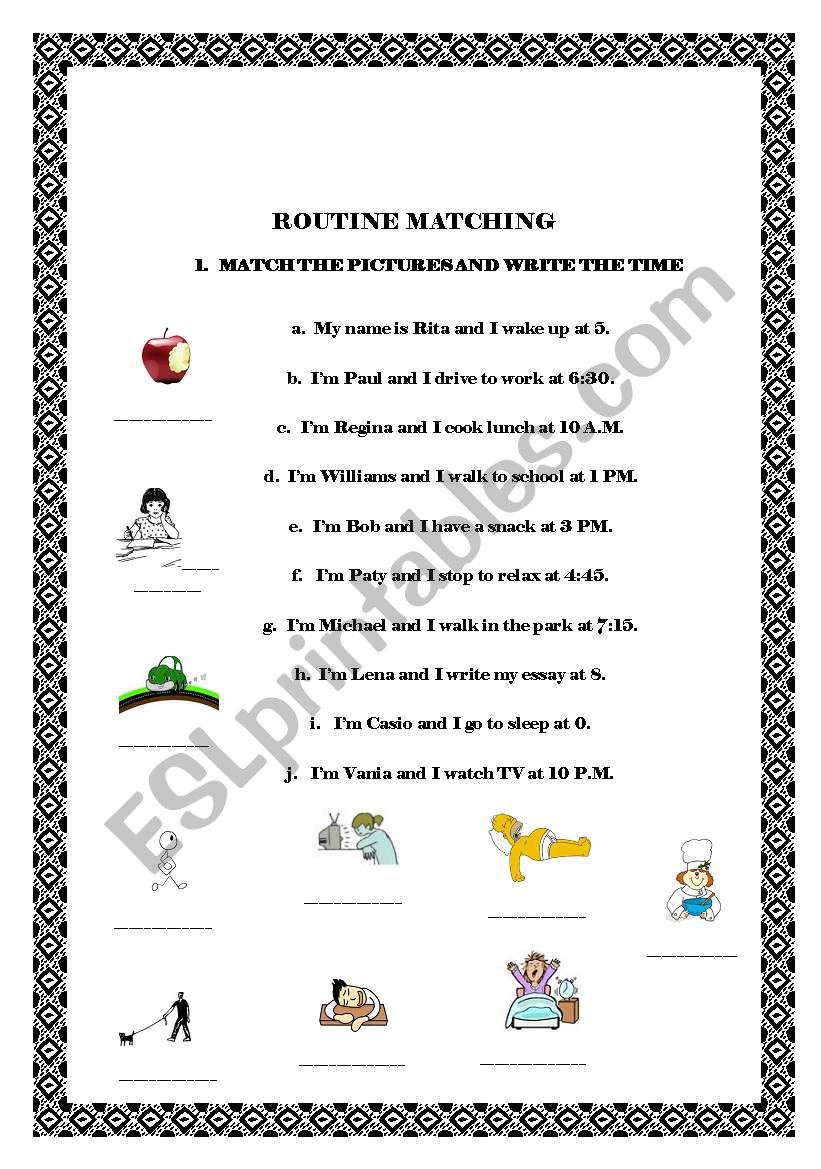 routine matching worksheet