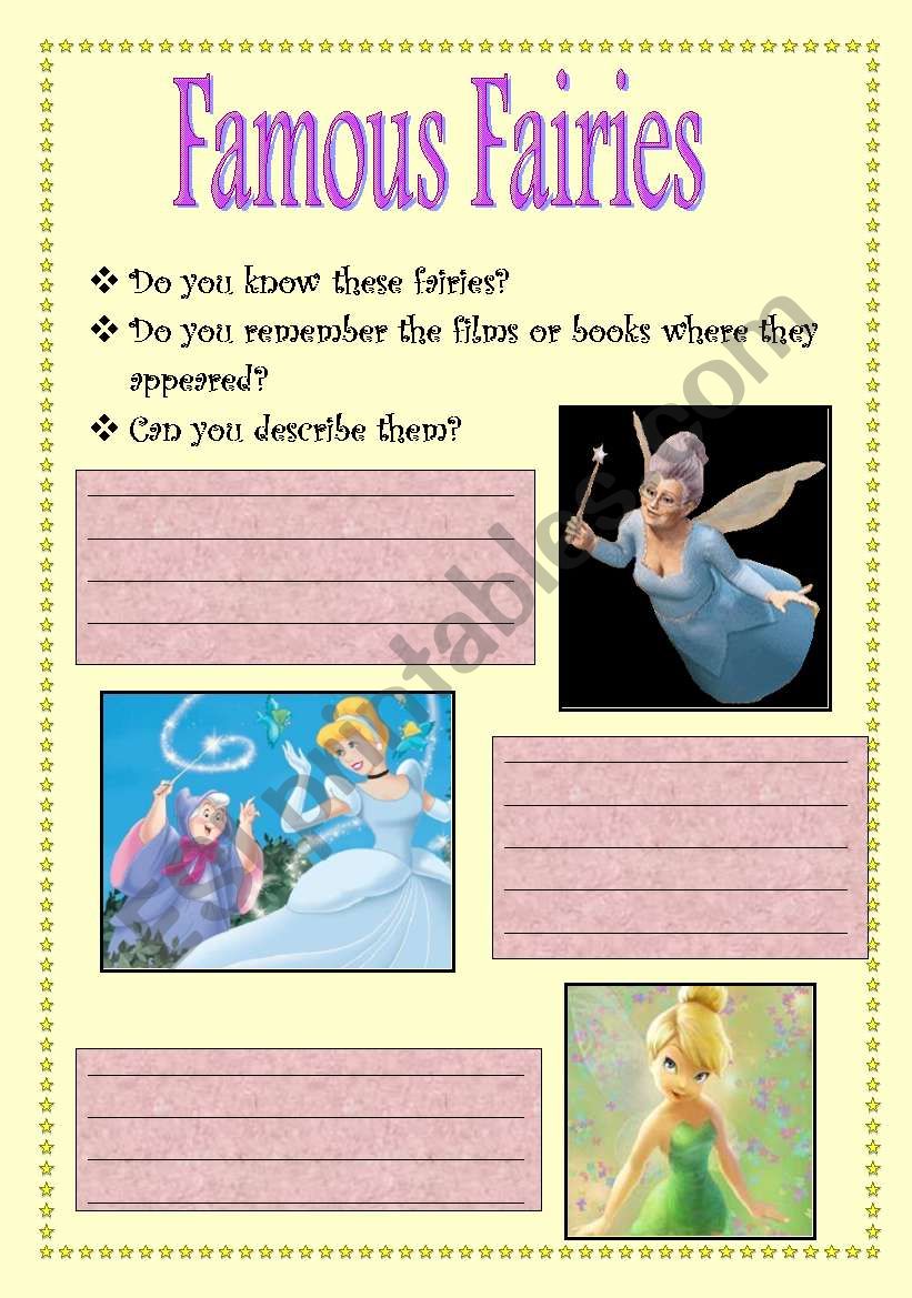 Famous fairies worksheet