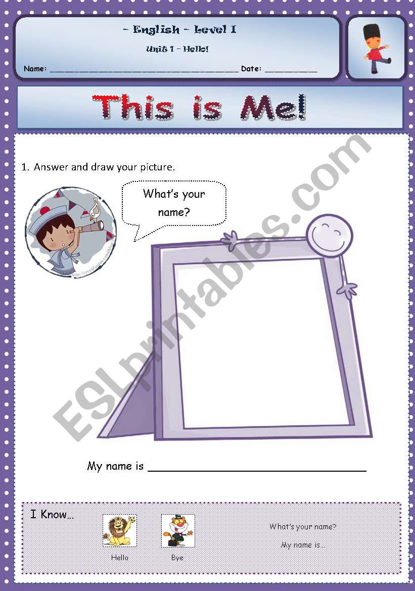 This is me! worksheet