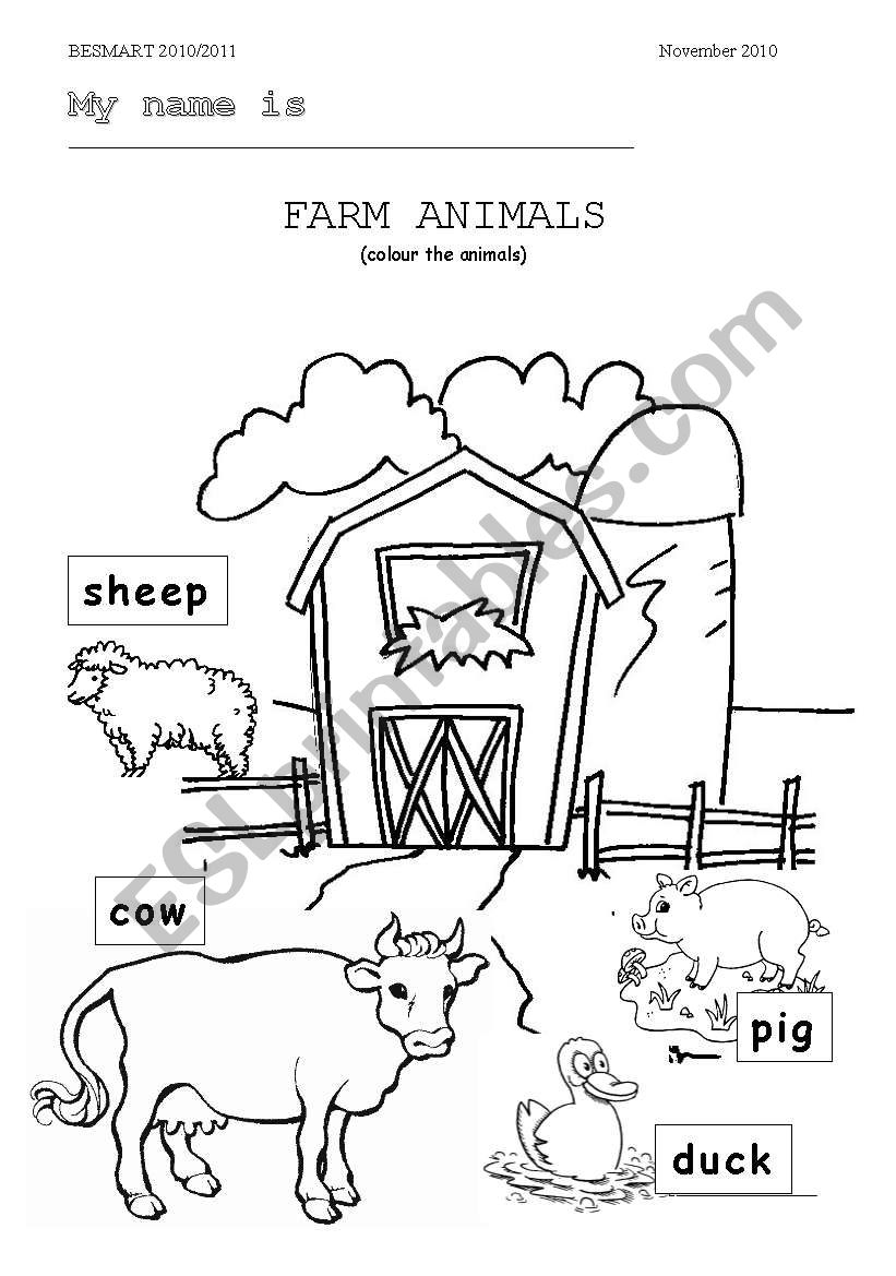 Farm animals worksheet