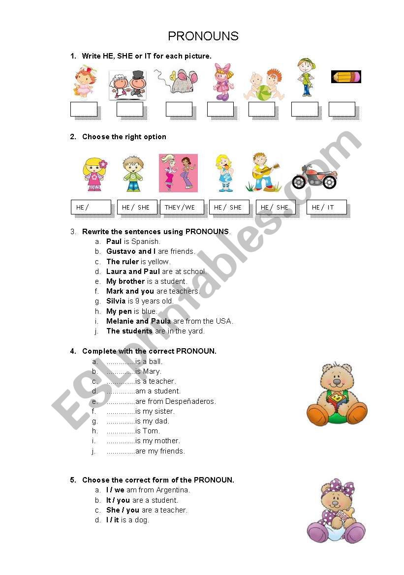 PRONOUNS worksheet