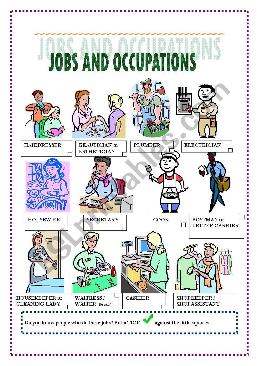 Jobs and Occupations (part 4) worksheet