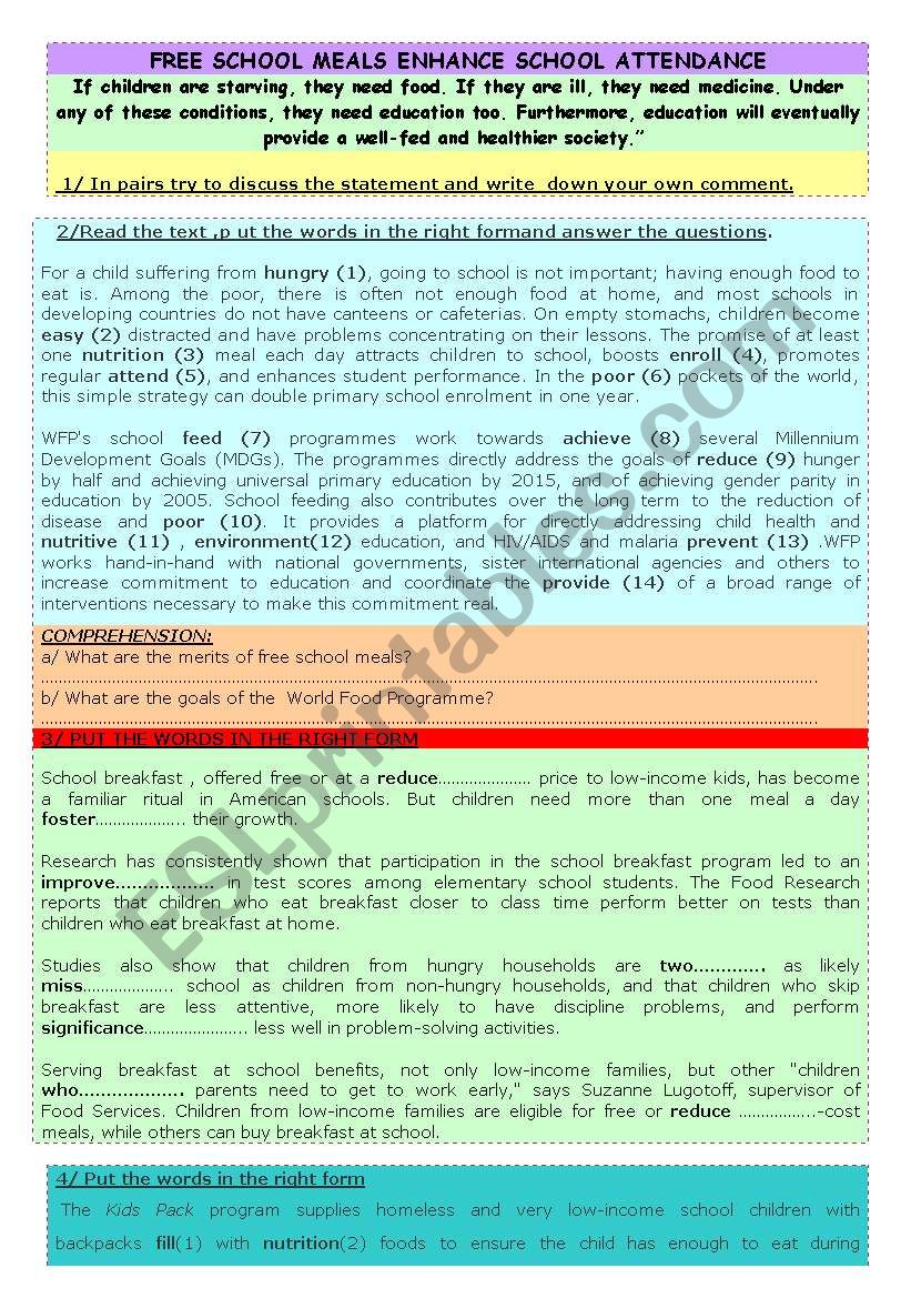 FREE SCHOOL MEALS ENHANCE SCHOOL ATTENDANCE
